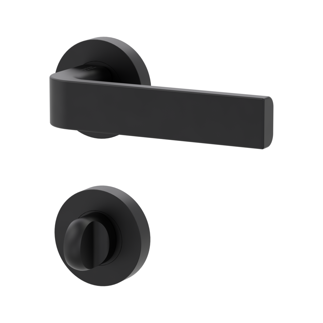 GRAPH door handle set Screw-on system GK4 round escutcheons WC graphite black