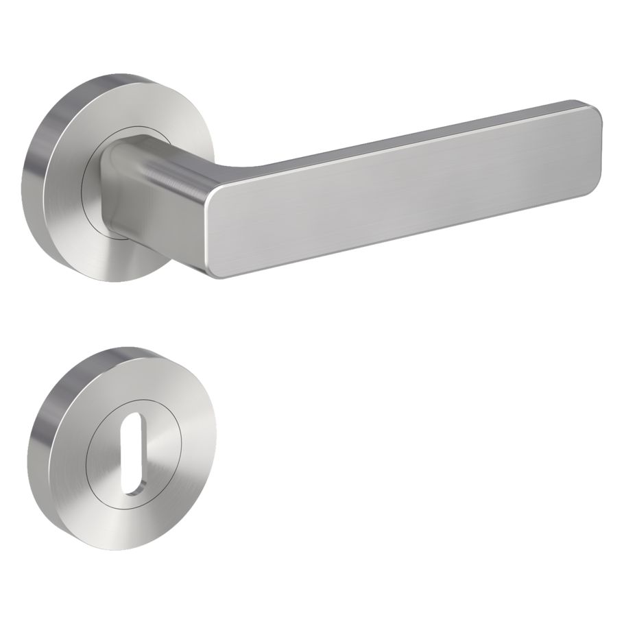 door handle set MINIMAL MODERN screw on cl4 rose set round mortice lock velvety grey