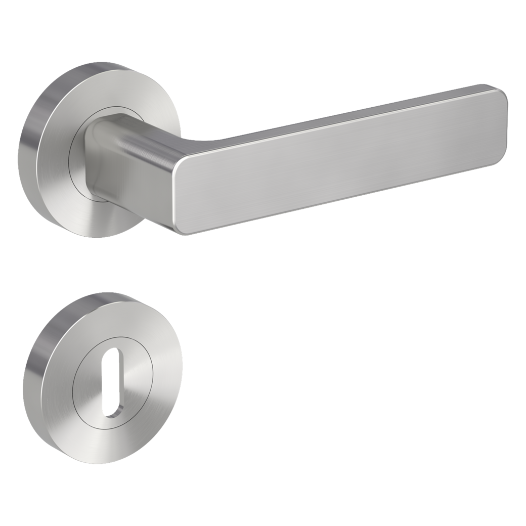 MINIMAL MODERN door handle set Screw-on system GK4 round escutcheons Cipher bit velvet grey