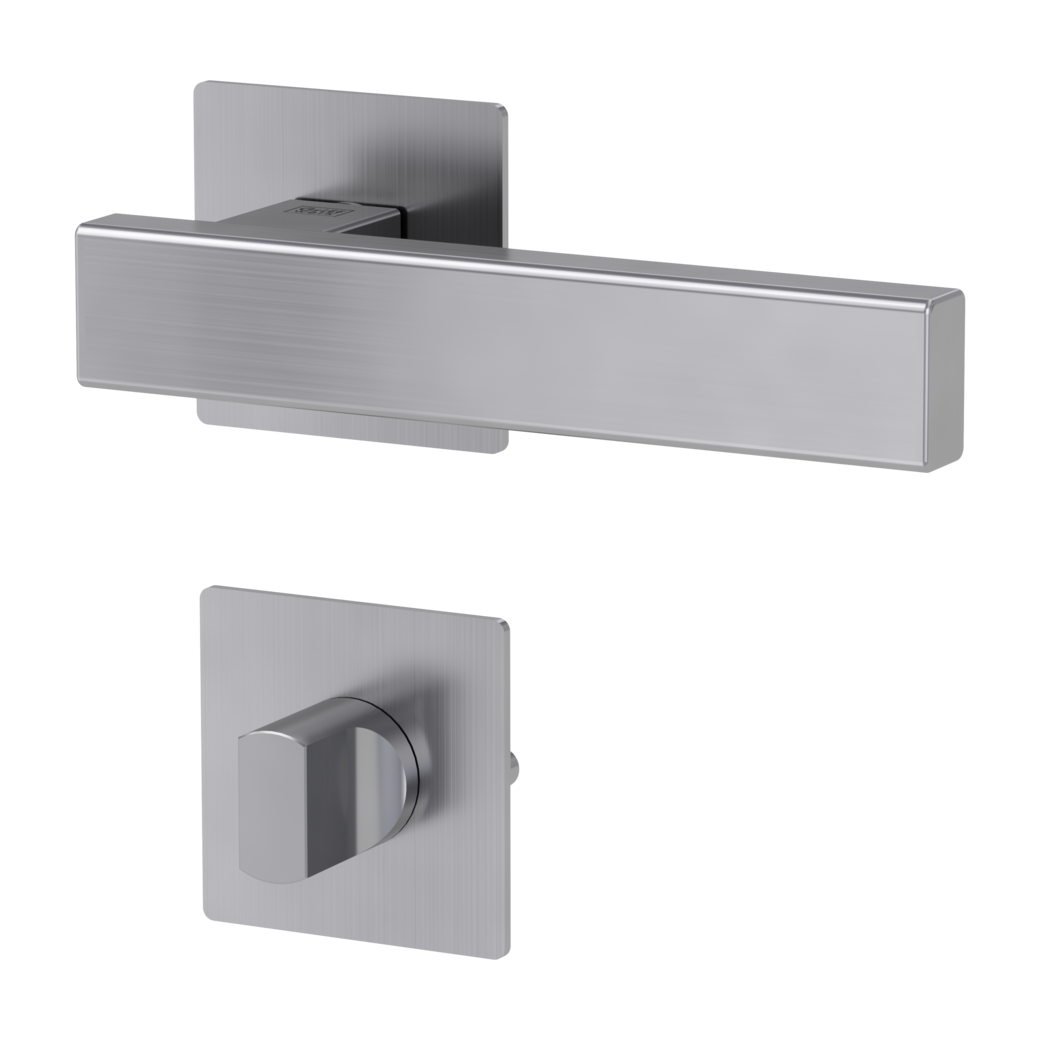 CUBICO PIATTA S QUATTRO door handle set Flat escutcheons straight-edged WC satin stainless steel