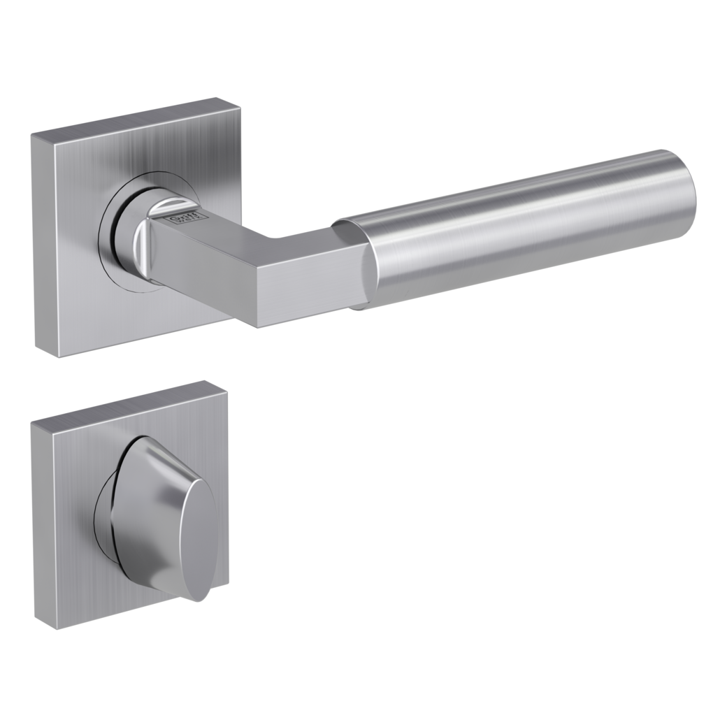 door handle set METRICO PROF screw on cl4 rose set square wc brushed steel