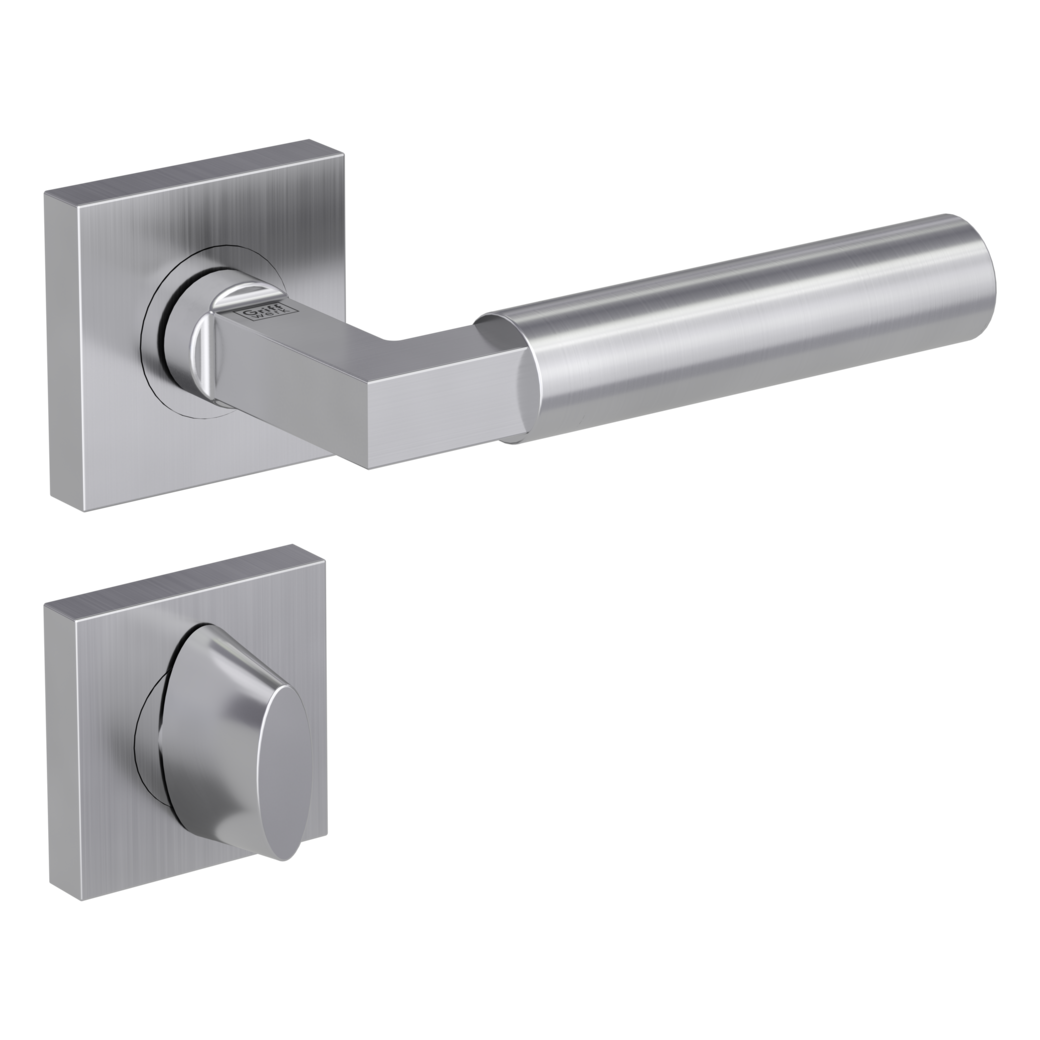 door handle set METRICO PROF screw on cl4 rose set square wc red/white brushed steel