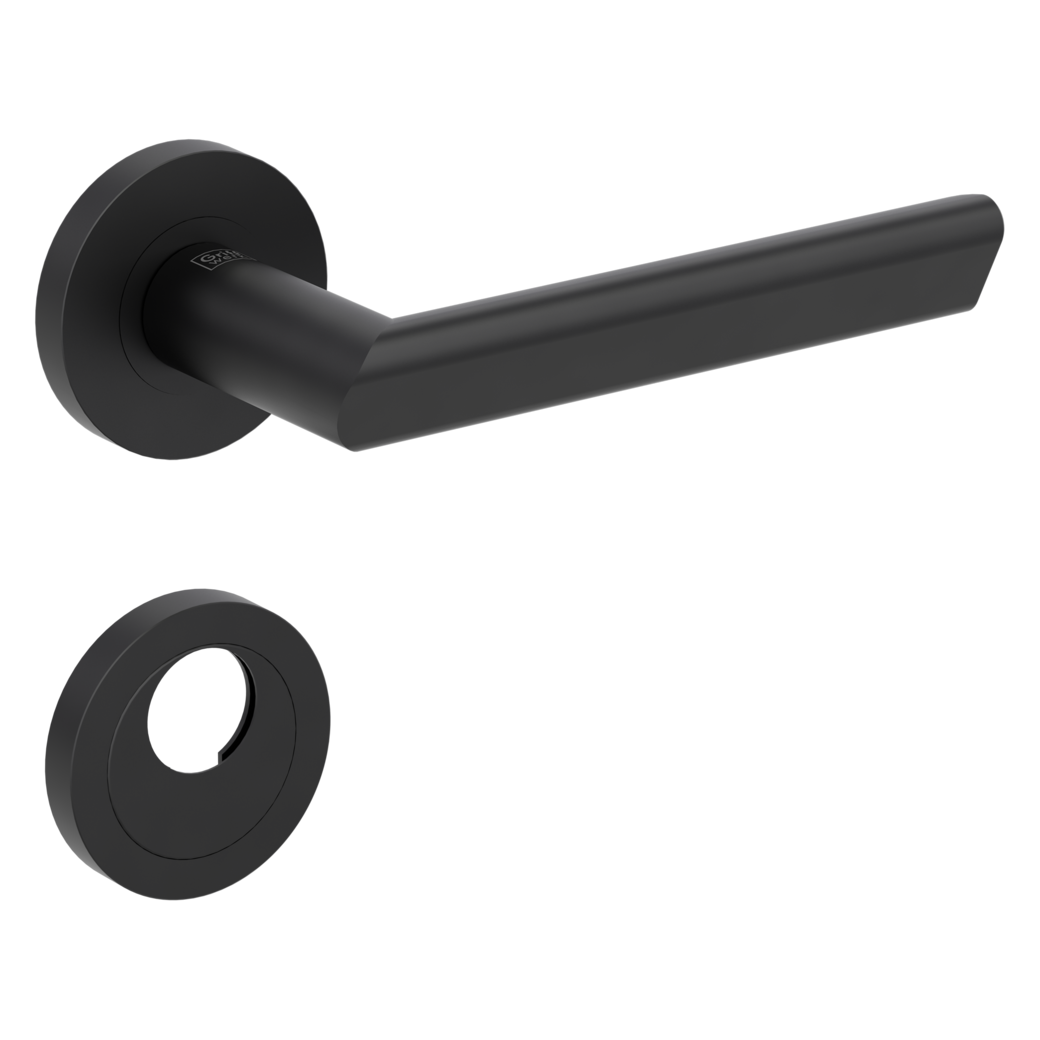 door handle set TRI 134 screw on cl3 rose set round swiss profile graphite black