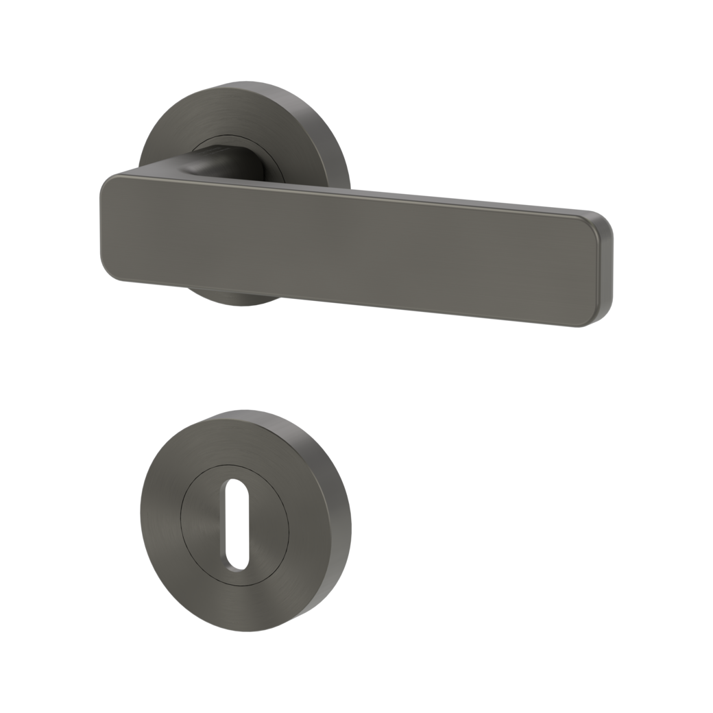 MINIMAL MODERN door handle set Screw-on system GK4 round escutcheons Cipher bit cashmere grey