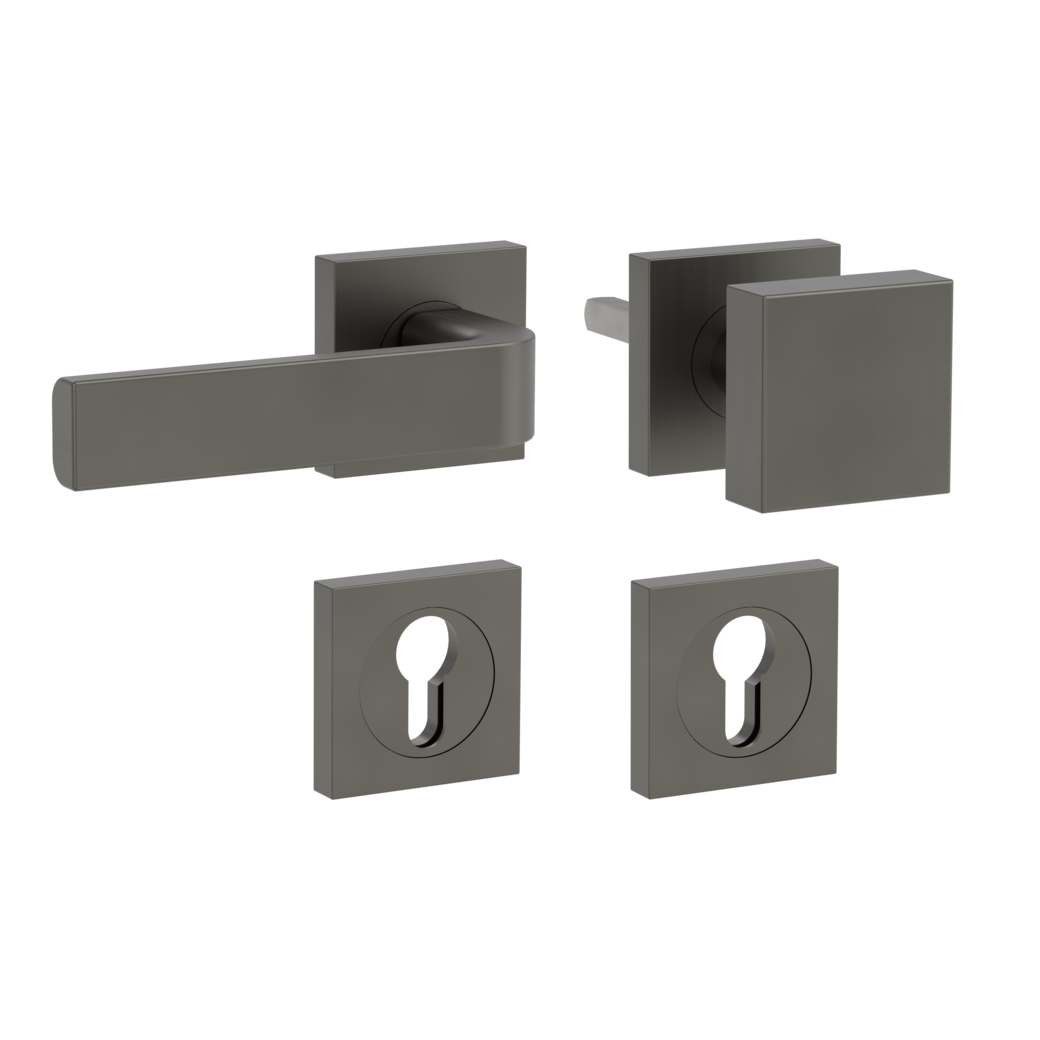 GRAPH alternate set Screw-on sys.GK4 straight-edged escut. Knob SQUARE 34-45mm cashmere grey L