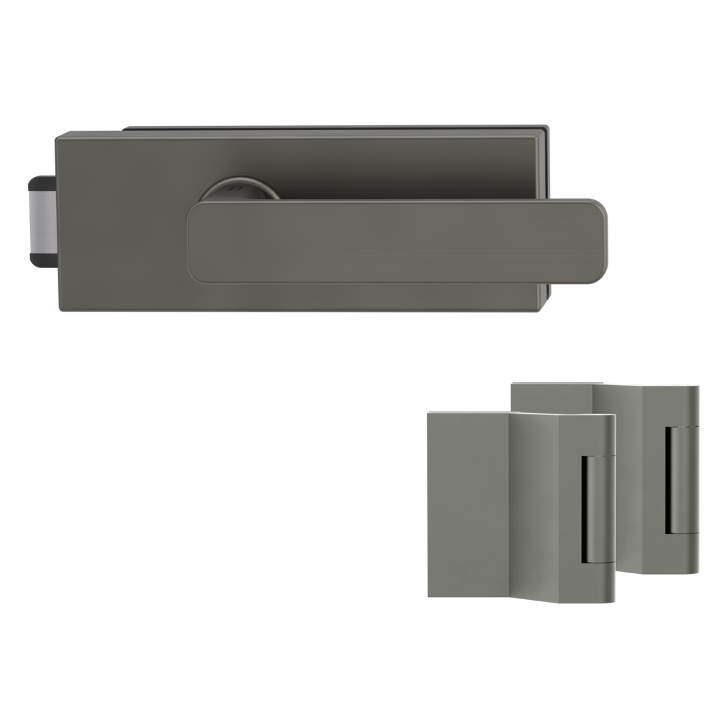 PURISTO S glass door fitting set not lockable quiet 3-pc. hinges MINIMAL MODERN cashmere grey