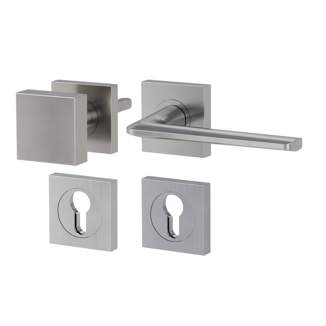 REMOTE alternate set Screw-on sys.GK4 straight-edged escut. Knob SQUARE velvet grey R