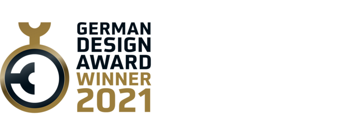 Die Abbildung zeigt die Auszeichnung German Design Award Winner 2021.