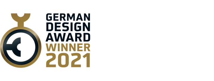 Die Abbildung zeigt die Auszeichnung German Design Award Winner 2021.