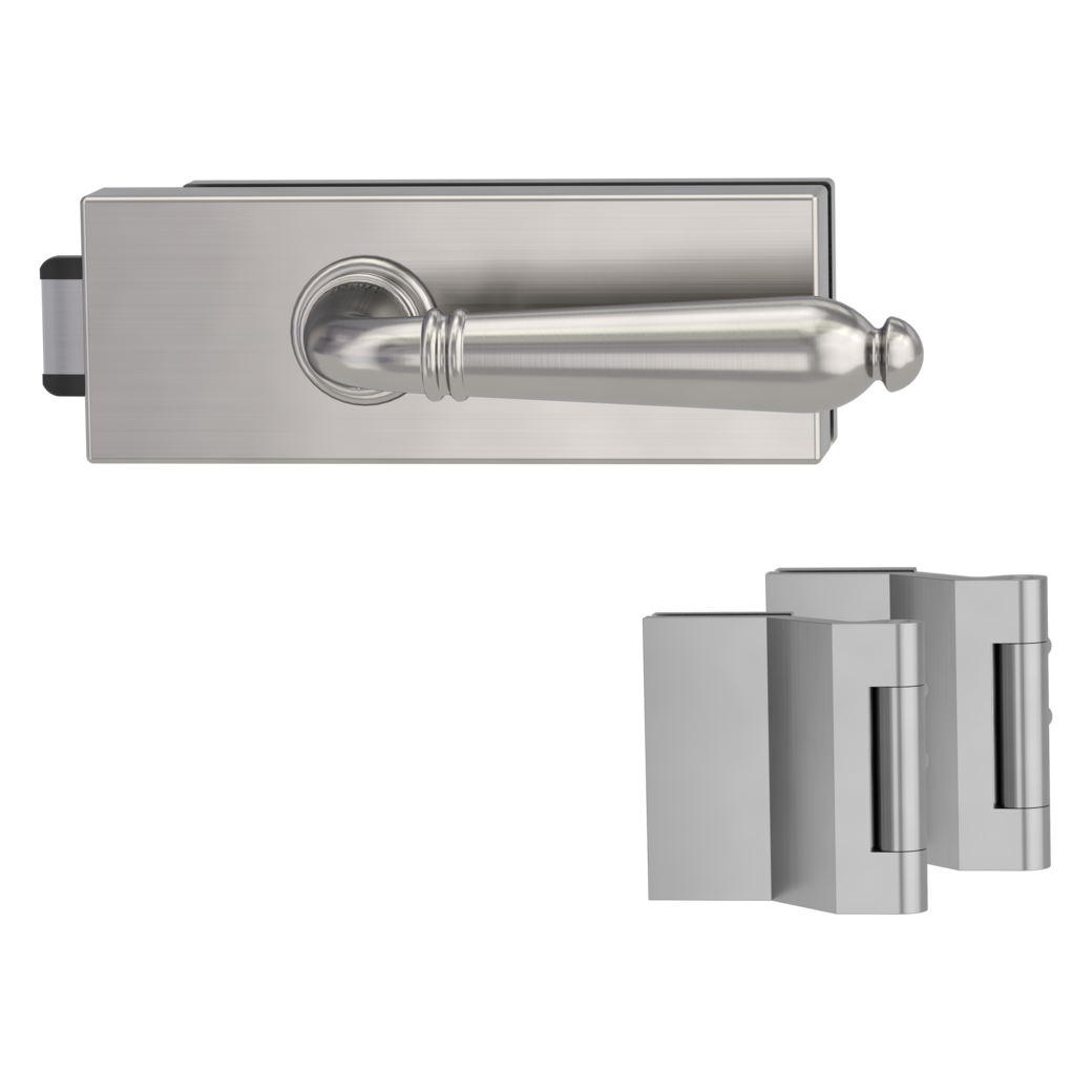 PURISTO S glass door fitting set unlockable silent 3-part hinges CAROLA velvet grey