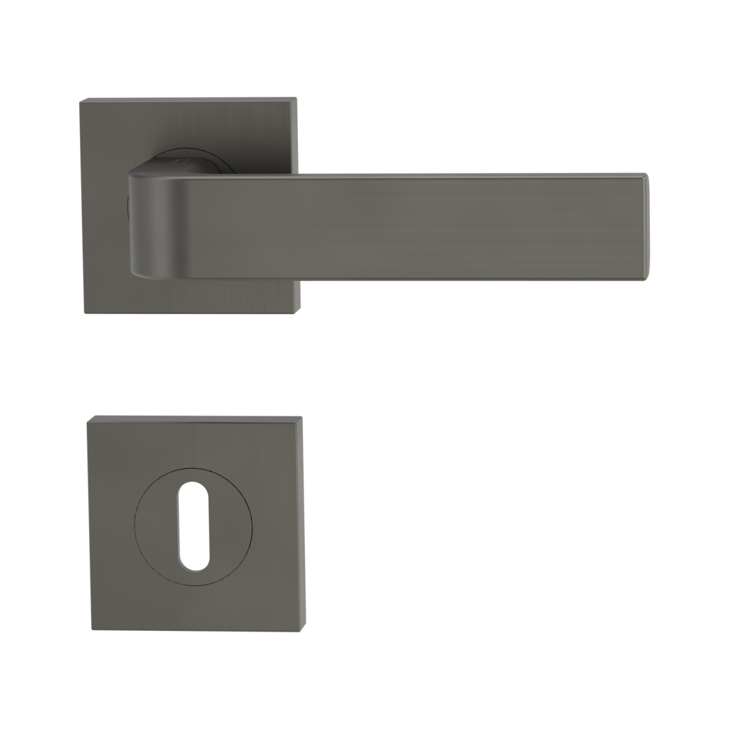 GRAPH door handle set Screw-on sys.GK4 straight-edged escut. Cipher bit cashmere grey