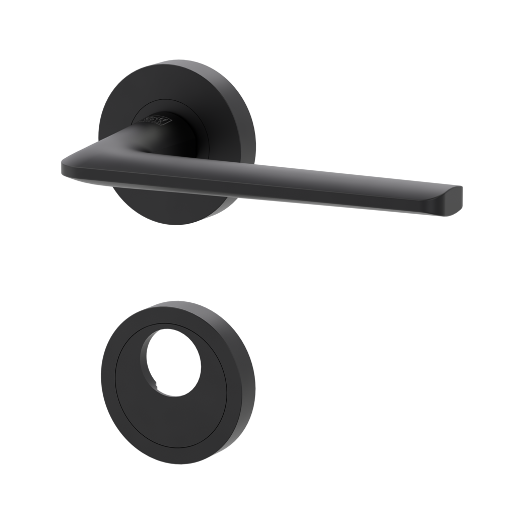 door handle set REMOTE screw on cl4 rose set round swiss profile graphite black
