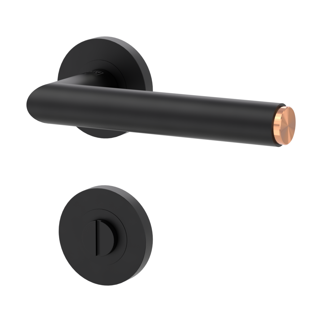 door handle set LUCIA SELECT screw on cl3 rose set round wc graphite black/copper