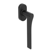 Silhouette product image in perfect product view shows the Griffwerk window handle LEAF LIGHT in the version unlockable, graphite black