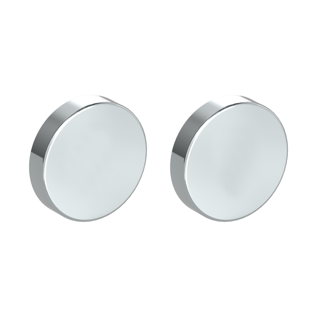 Pair of escutcheons round blank escutcheon Clip-on system polished stainless steel