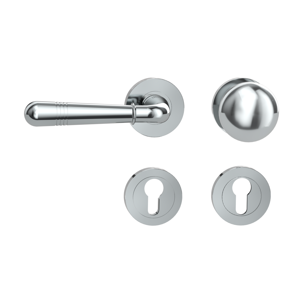 knob handle rose set FABIA screw on cl4 rose set round knob R21 chrome L