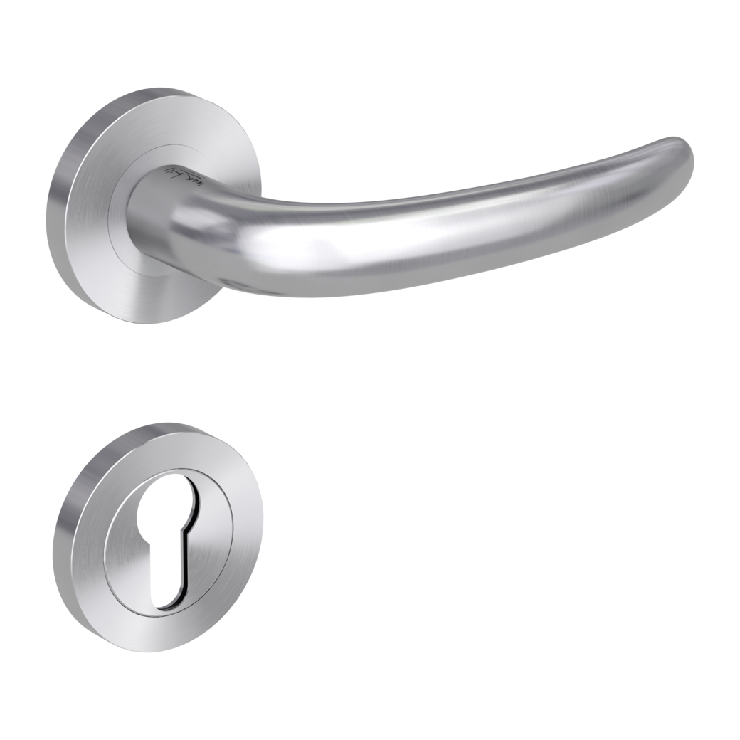 door handle set ULMER GRIFF PROF screw on cl4 rose set round euro profile brushed steel