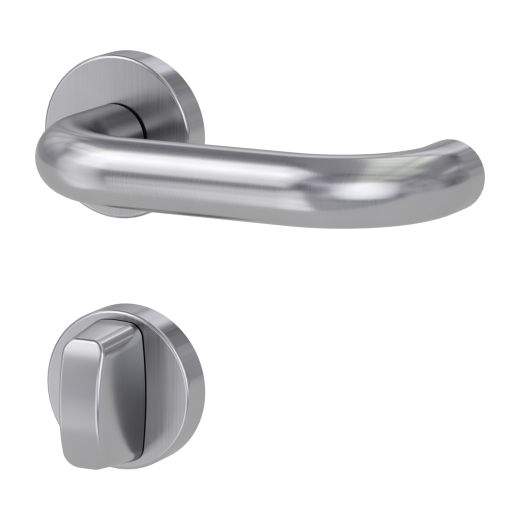 ALESSIA door handle set Clip-on system GK3 round escutcheons WC satin stainless steel