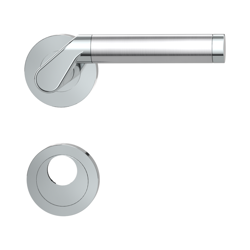 Türgriffgarnitur CORINNA Schraubtechnik GK4 Rosetten rund Rundzylinder Chrom-Edelstahl