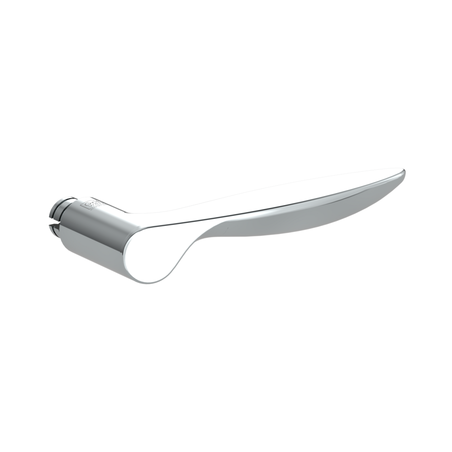 Silhouette product image in perfect product view shows the Griffwerk handle FRANCESCA in the version chrome/nickel matt, R