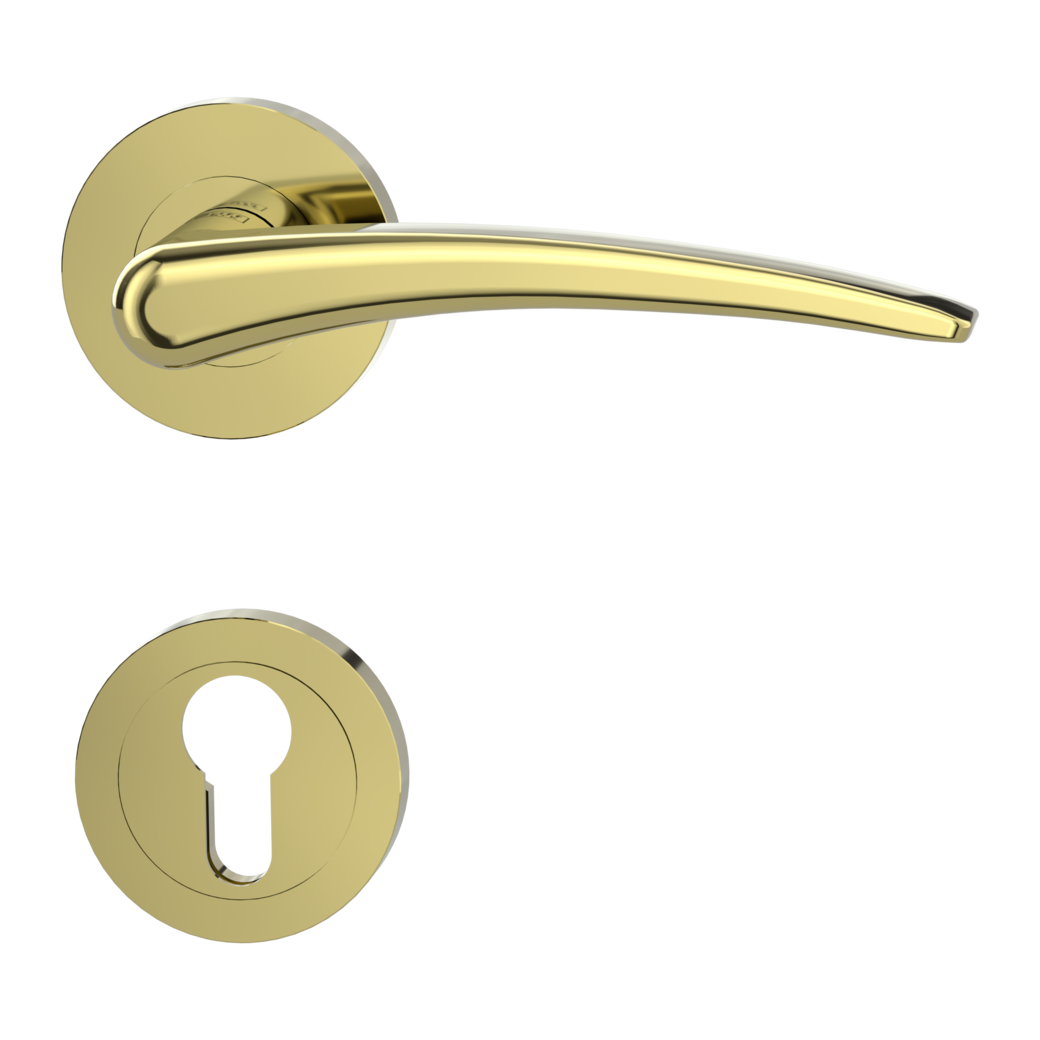 MARISA door handle set Screw-on system GK4 round escutcheons Profile cylinder brass effect