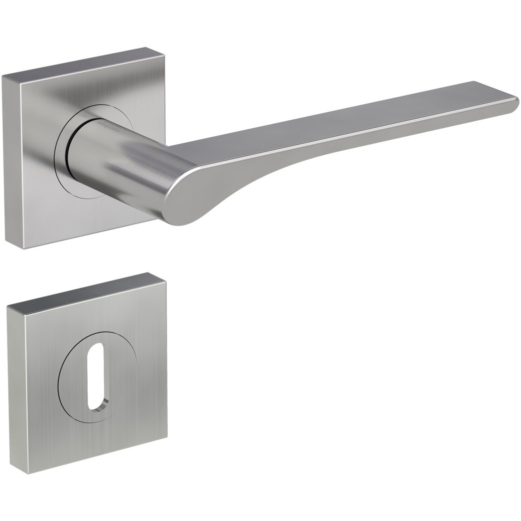 LEAF LIGHT door handle set Screw-on sys.GK4 straight-edged escut. Cipher bit velvet grey