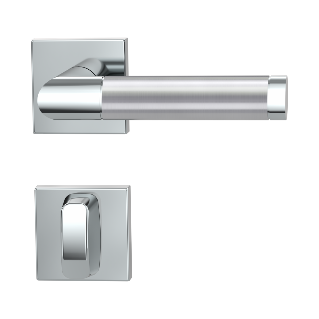 door handle set CHRISTINA QUATTRO clip on cl3 rose set square wc polished/brushed steel