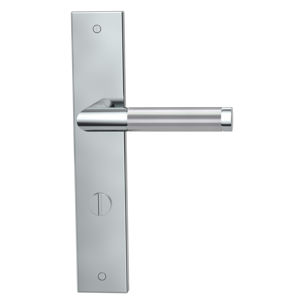 door handle set LOREDANO deco screw long plate square wc polished/brushed steel