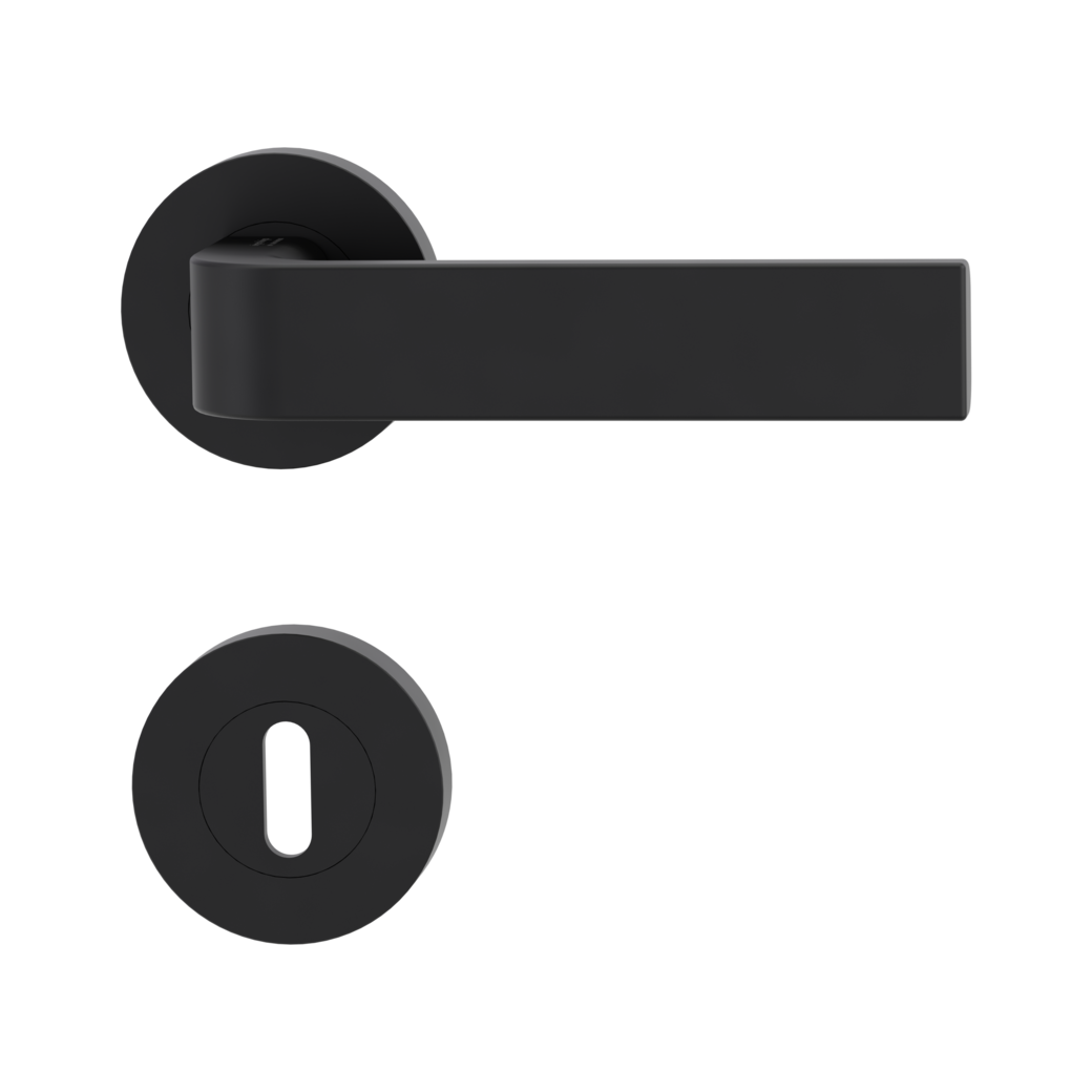 GRAPH door handle set Screw-on system GK4 round escutcheons Cipher bit graphite black
