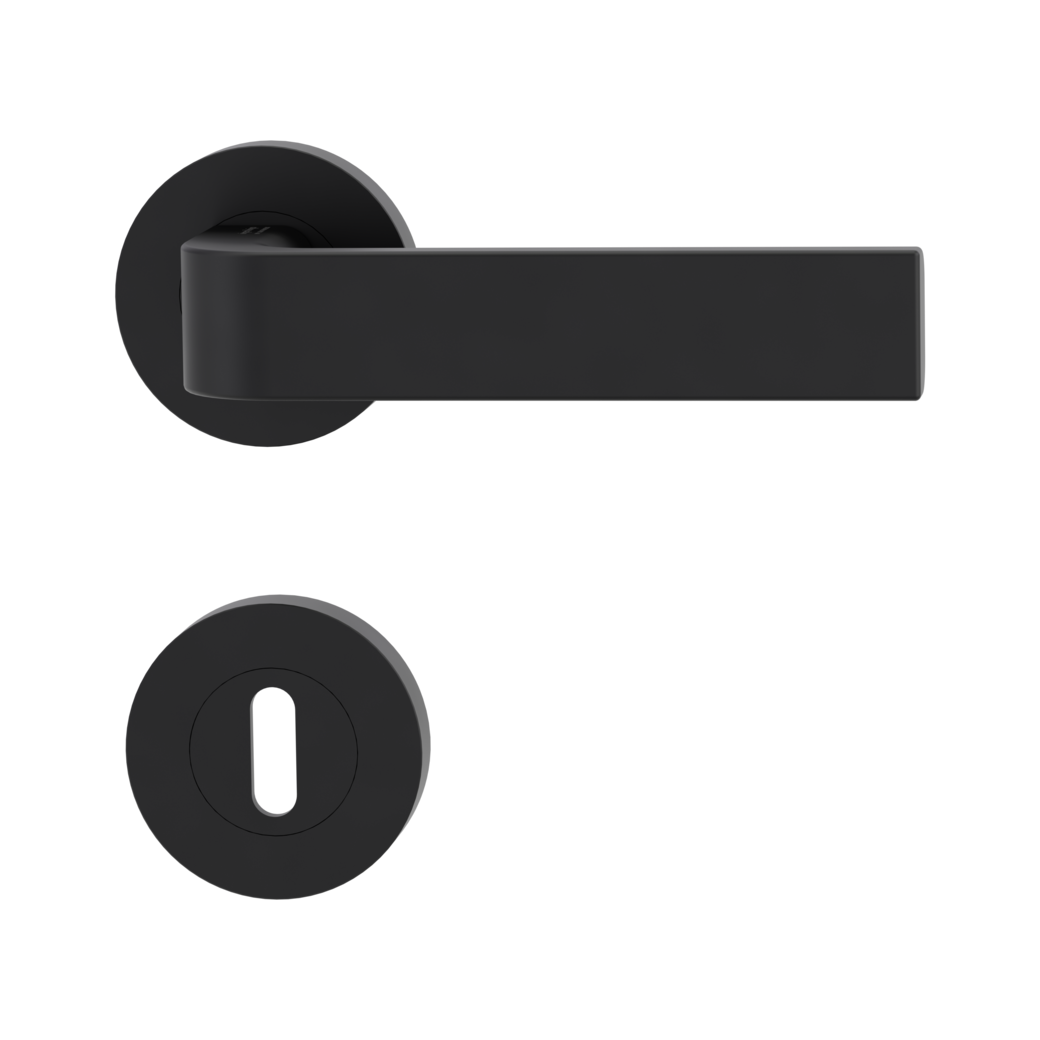 door handle set GRAPH screw on cl4 rose set round mortice lock graphite black