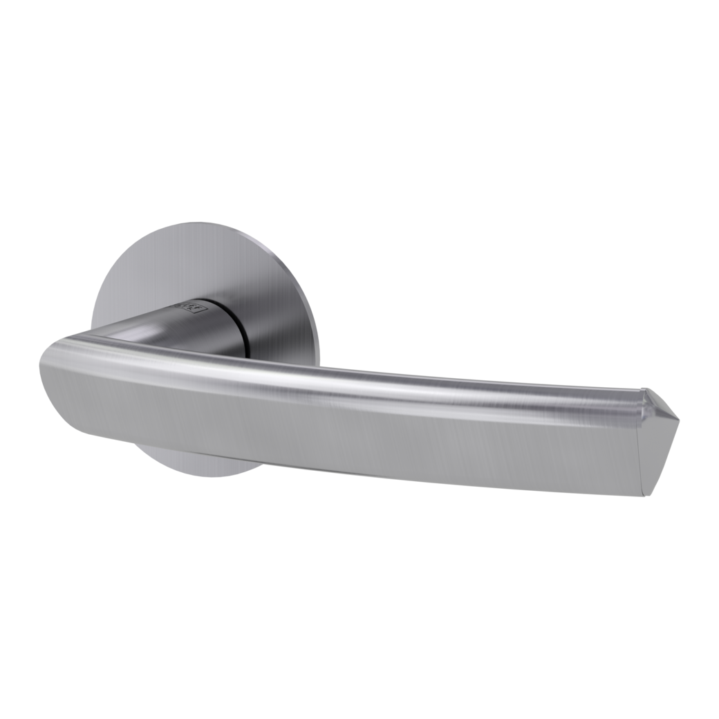 door handle set CRYSTAL PIATTA S flat rose rose set round OS brushed steel