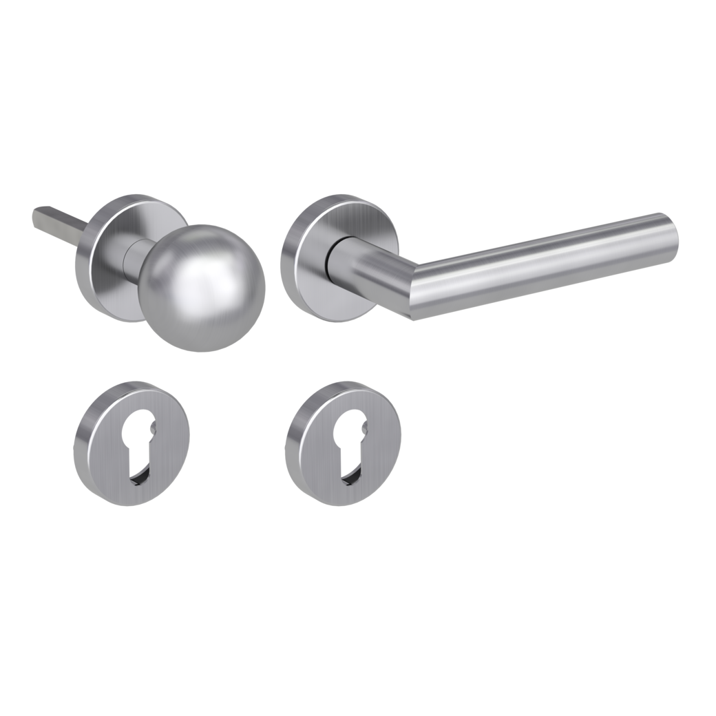 knob handle rose set LUCIA clip on cl3 rose set round knob R4 brushed steel R