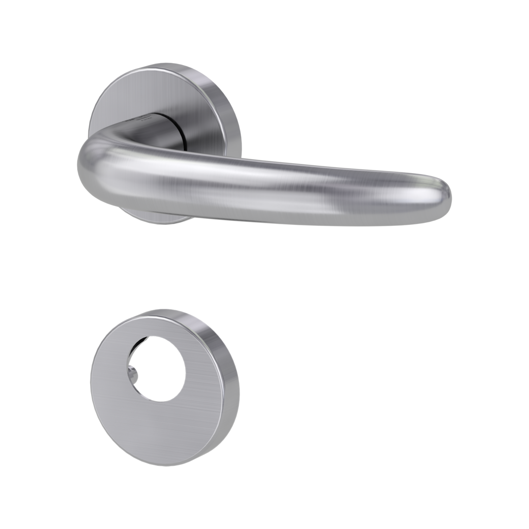 door handle set ULMER GRIFF clip on cl3 rose set round swiss profile brushed steel