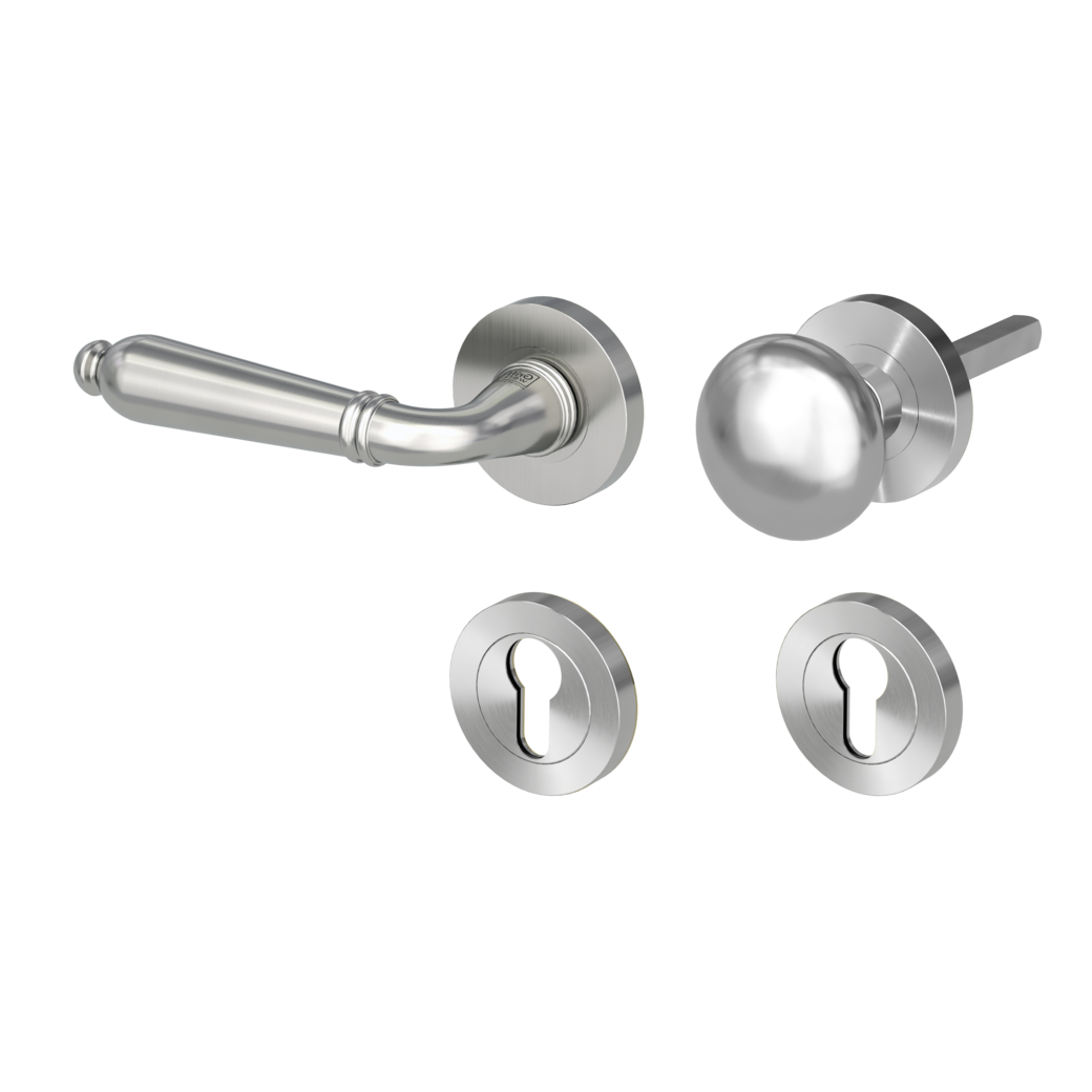 knob handle rose set CAROLA screw on cl4 rose set round knob R21 velvety grey L