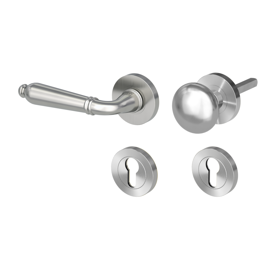 CAROLA alternate set Screw-on system GK4 round escutcheons Knob R21 velvet grey L