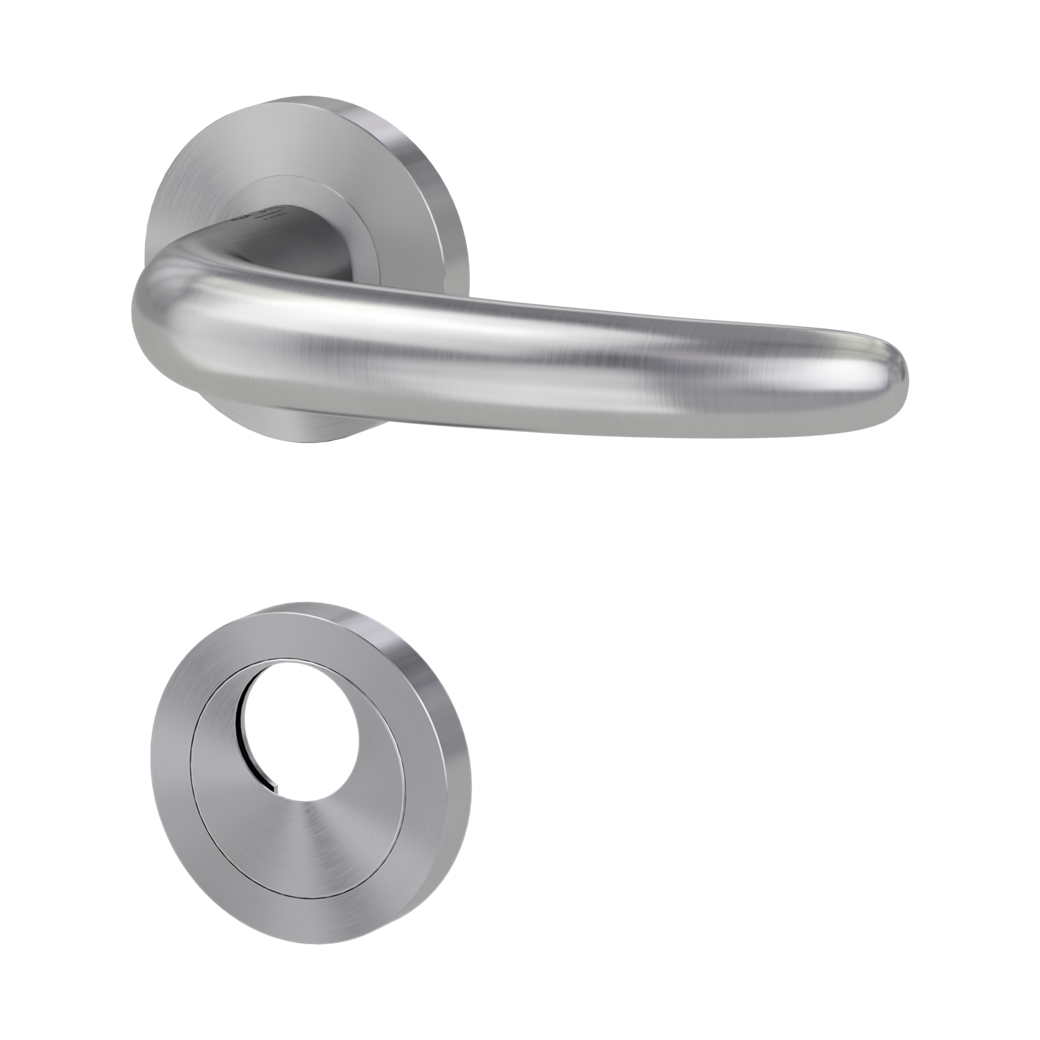 door handle set ULMER GRIFF PROF screw on cl4 rose set round swiss profile brushed steel