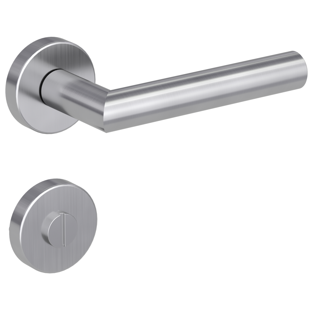 LUCIA door handle set Clip-on system GK3 round escutcheons WC satin stainless steel