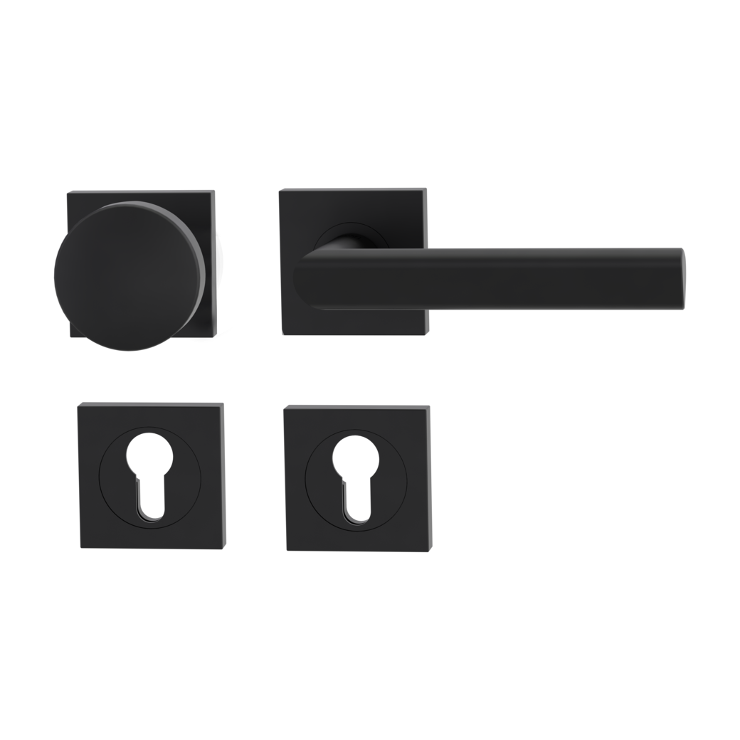 knob handle rose set TRI 134 screw on cl3 rose set square knob R2 graphite black R