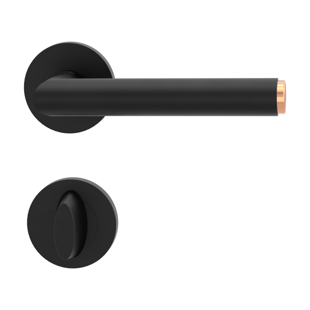 door handle set LUCIA SELECT screw on cl3 rose set round wc graphite black/copper