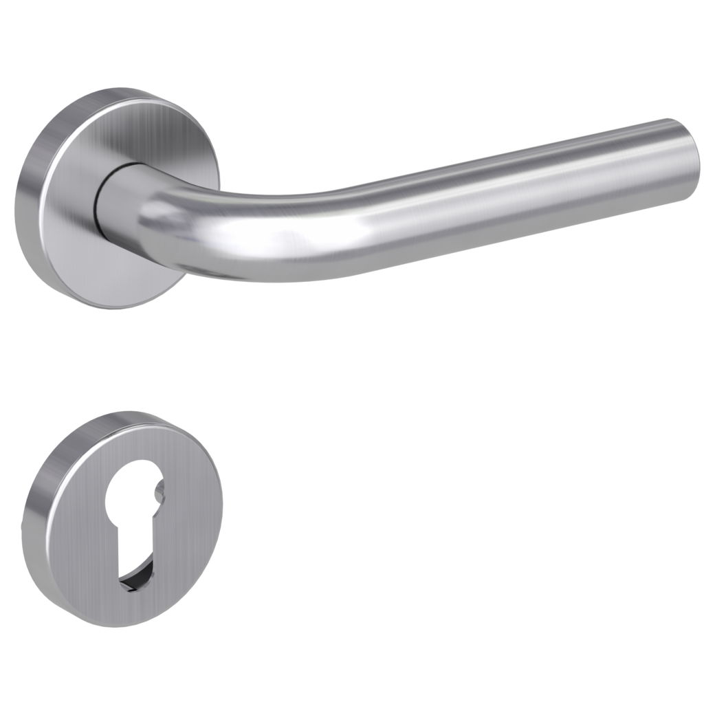 door handle set DANIELA clip on cl3 rose set round euro profile brushed steel