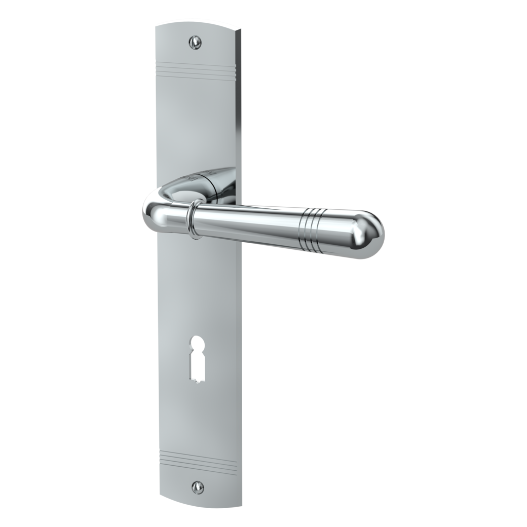 door handle set FABIO deco screw long plate freeform mortice lock chrome