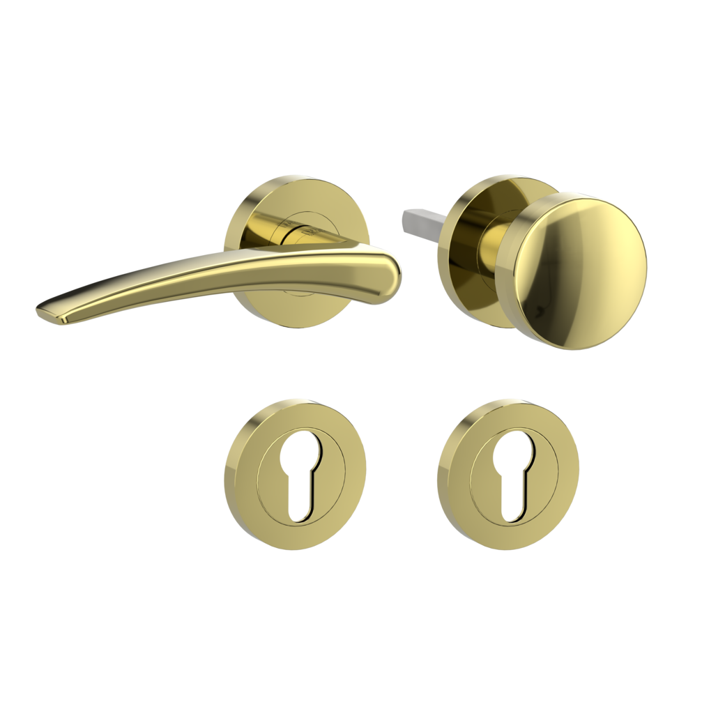 knob handle rose set MARISA screw on cl4 rose set round knob R2 brass look L