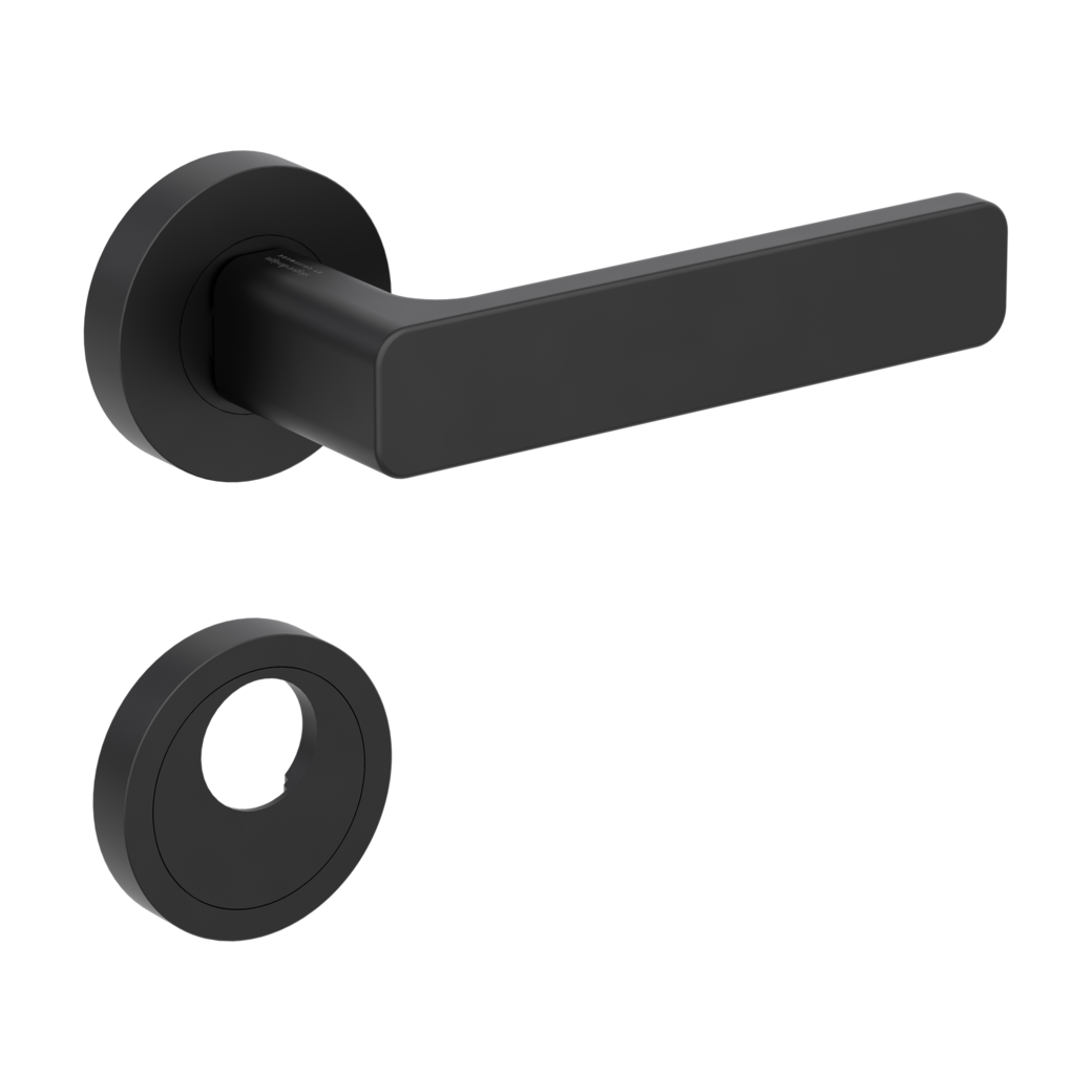 door handle set MINIMAL MODERN screw on cl4 rose set round swiss profile graphite black
