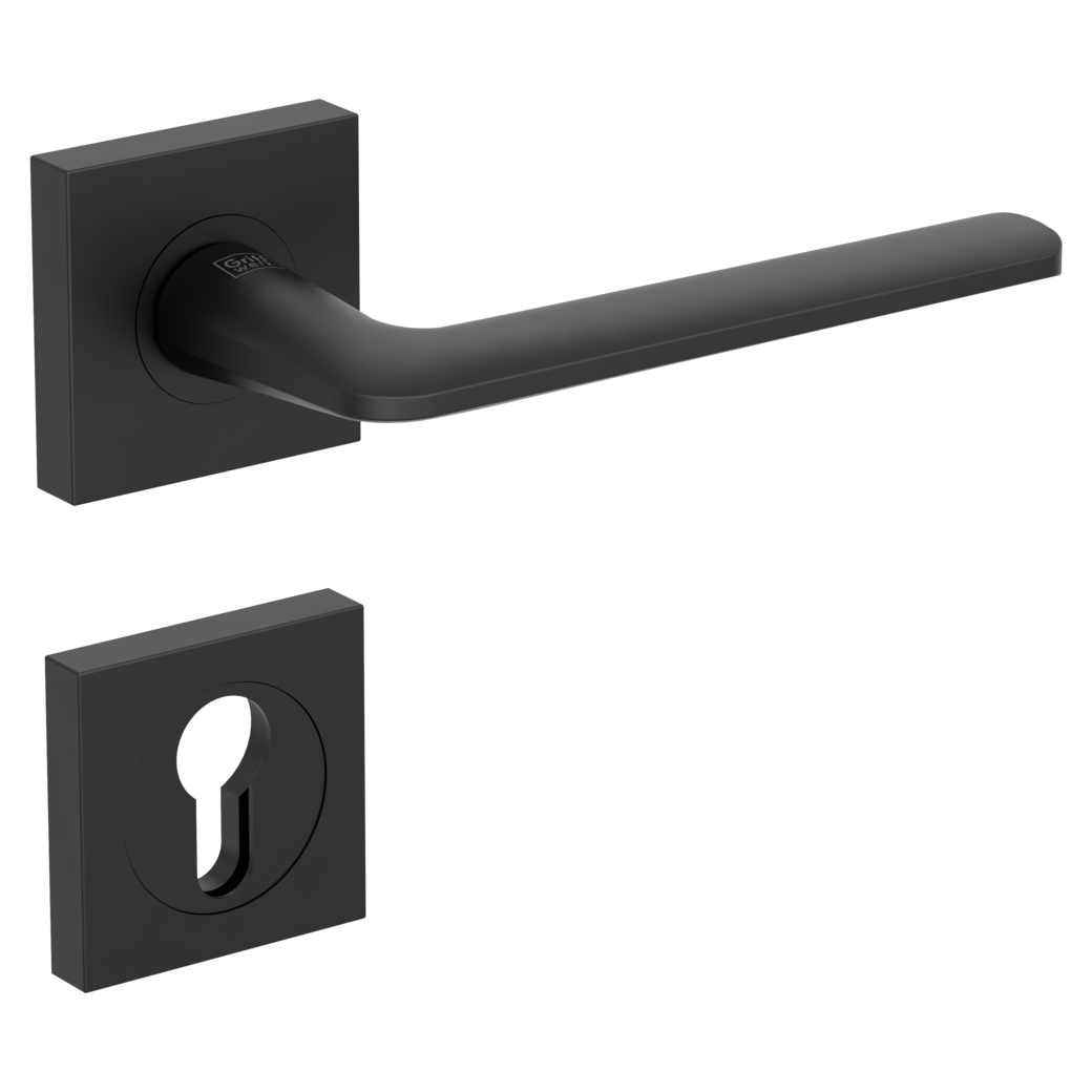 door handle set REMOTE screw on cl4 rose set square euro profile graphite black