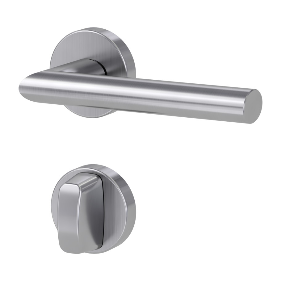 door handle set VIVIA clip on cl3 rose set round wc brushed steel