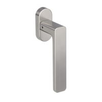 Silhouette product image in perfect product view shows the Griffwerk window handle MINIMAL MODERN in the version unlockable, velvety grey