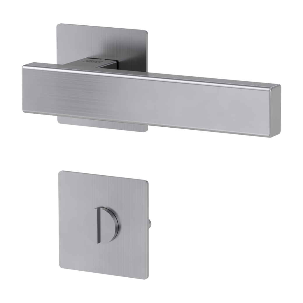 CUBICO PIATTA S QUATTRO door handle set Flat escutcheons straight-edged WC satin stainless steel