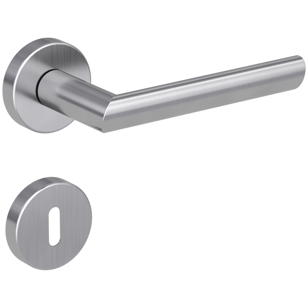 door handle set OVIDA clip on cl3 rose set round mortice lock brushed steel