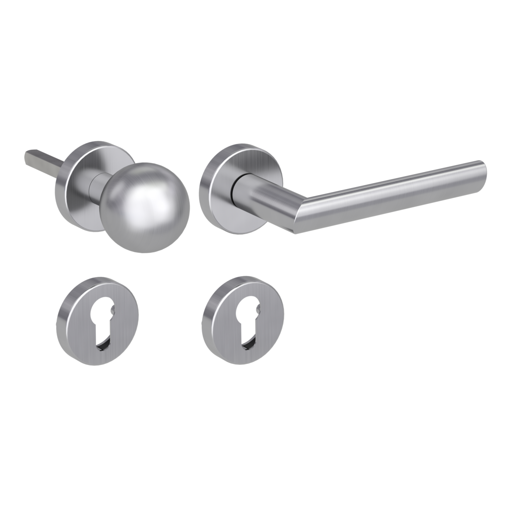 knob handle rose set OVIDA clip on cl3 rose set round knob R4 brushed steel R