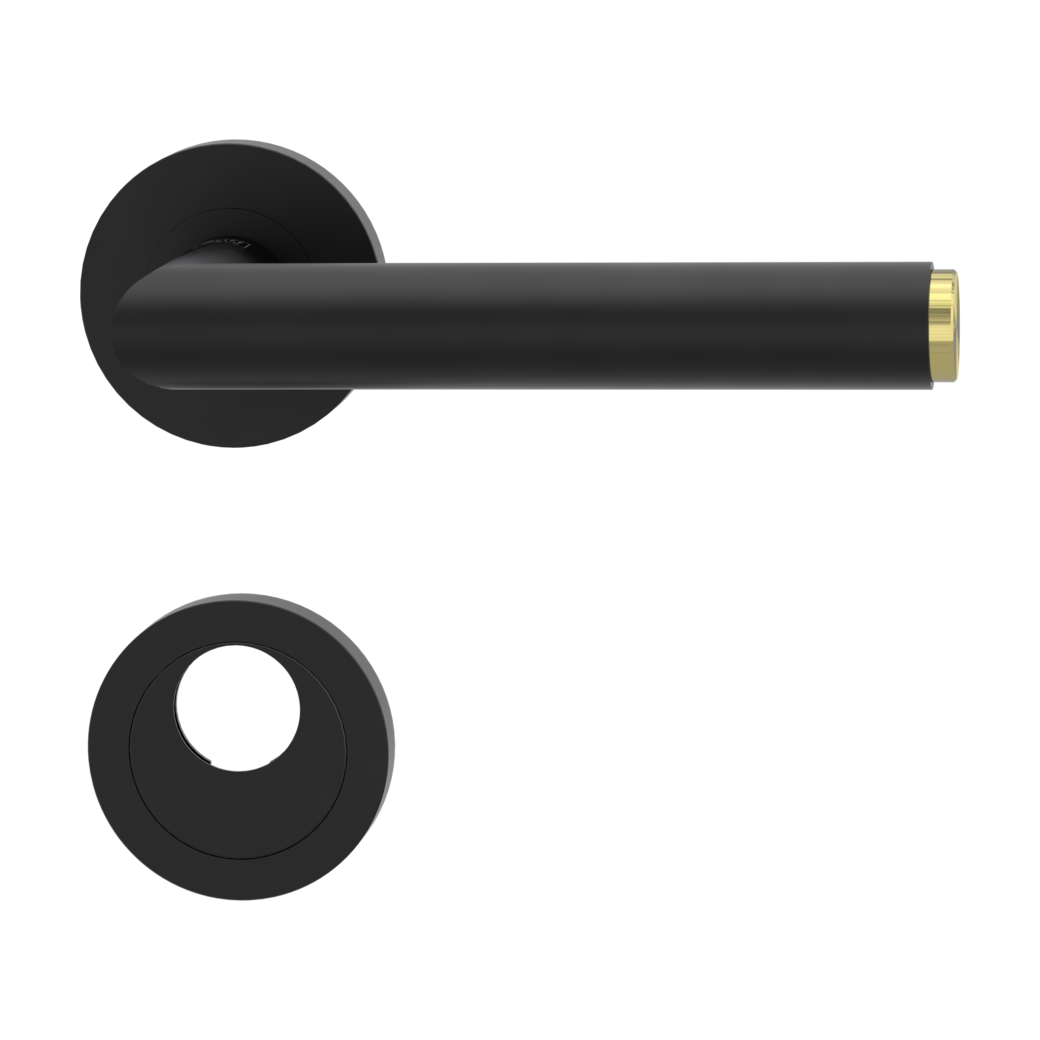 door handle set LUCIA SELECT screw on cl3 rose set round swiss profile graphite black/brass